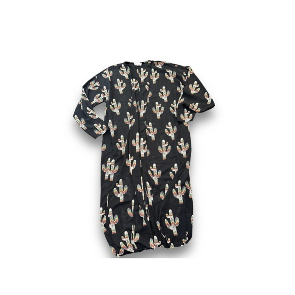 Black Geometric Cactus Open Cardigan‎ Kimono Size: S